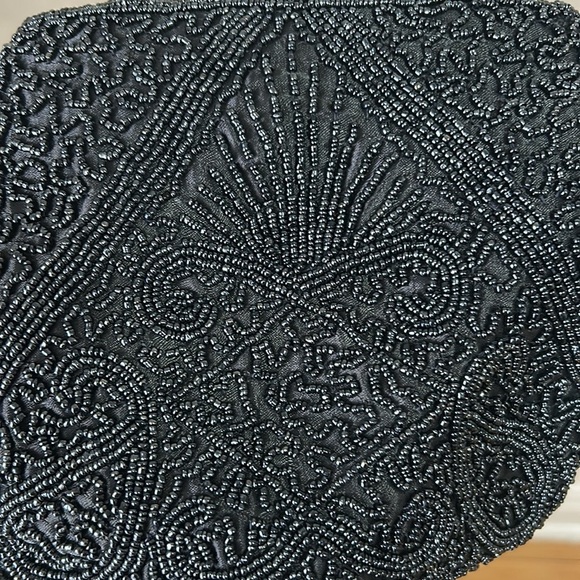 Beaded embroidered purse clutch bag, navy blue party accessory wedding event - Picture 5 of 5